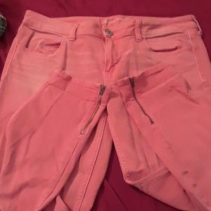 American Eagle skinny pink jeans